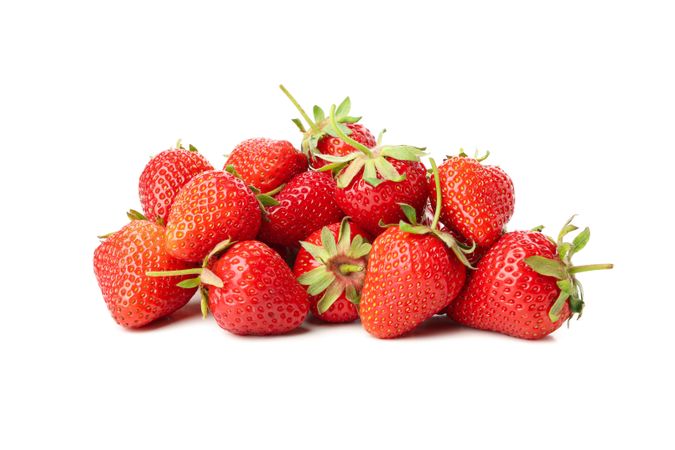 Tasty red strawberry isolated on blank background. Summer berry