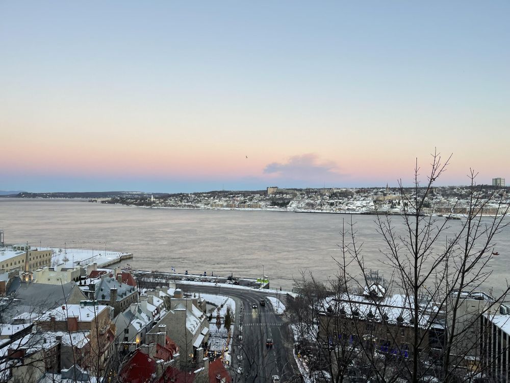 Port of Quebec's Old City at sunset