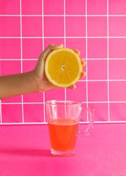Pink vibrant background with tiles