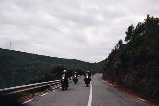 Skilled motorcycle bikers going for a ride