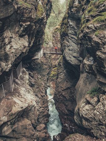 Bridge of tourist path among beautiful mountains