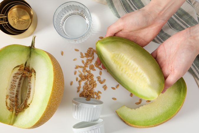 Juicy and tasty summer time fruit concept - melon