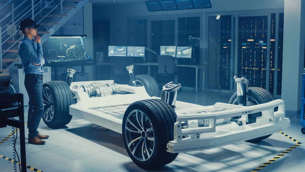 In Innovation Laboratory Facility Concept Vehicle Frame Includes Wheels, Suspension, Engine and Battery.
