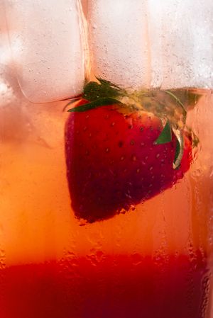 Close up of strawberry in a glass