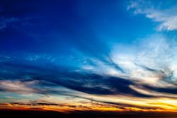 Colorful sunset with blues and oranges