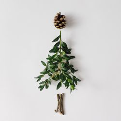 Christmas tree made of leaves and branches