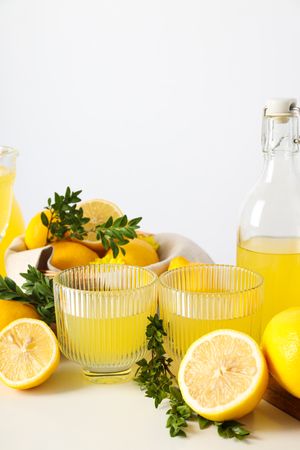 Concept of fresh summer drink - Limoncello cocktail