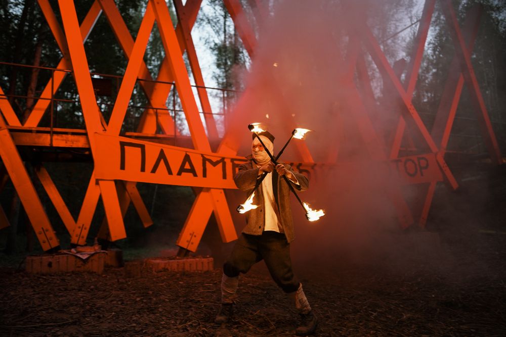Man doing fire show