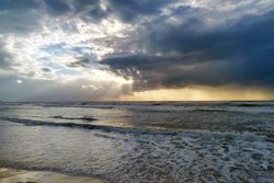 Seascape. Dramatic sunset