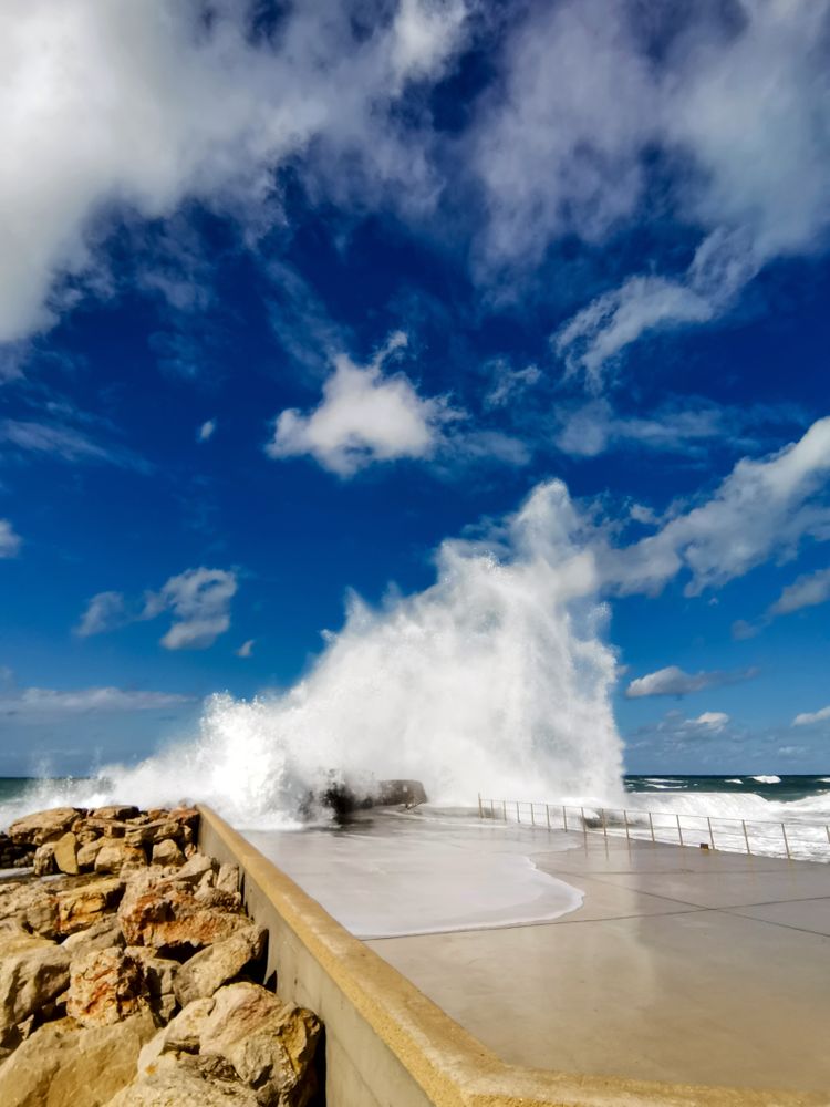Seascape. Waves crashing on shore