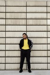 Black male near concrete blocks
