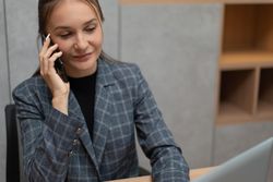 Female employee talking on the phone