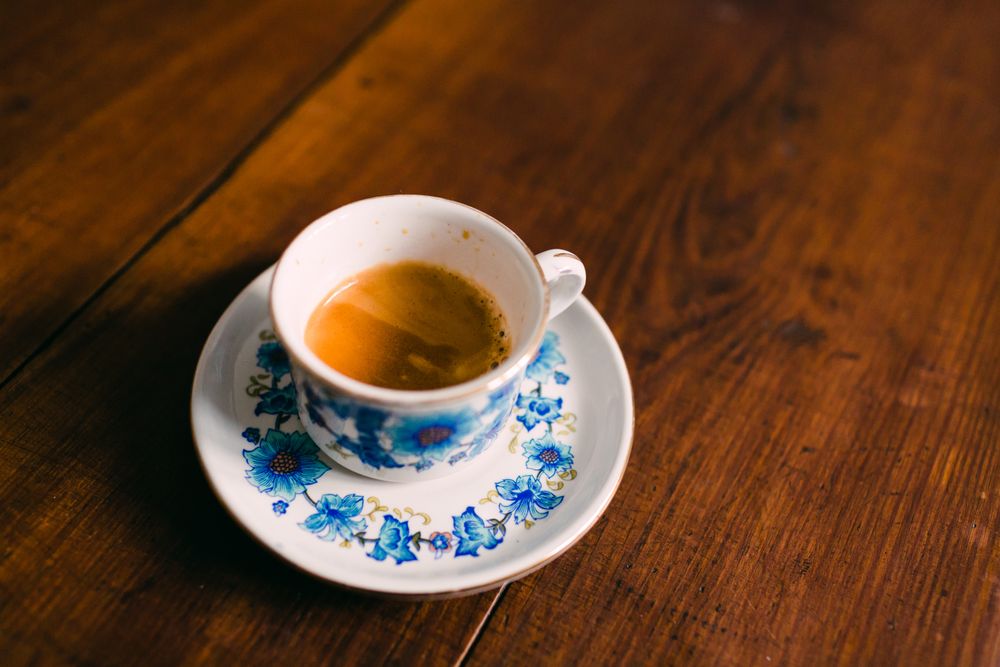 Cup of coffee on table