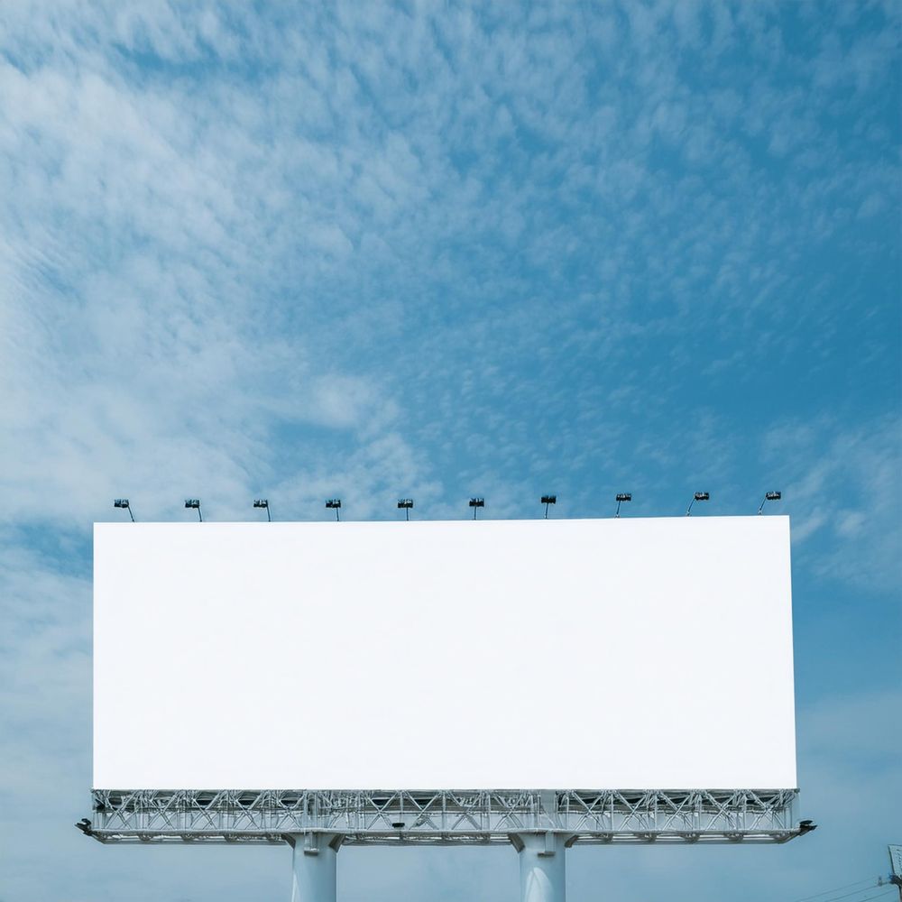 a plain billboard against a bright blue sky