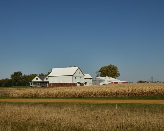 Farmstead with a prominent barn near Hayward, Minnesota