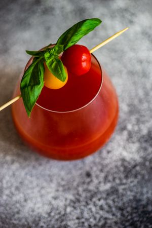 Glass of fresh tomato juice of bloody mary