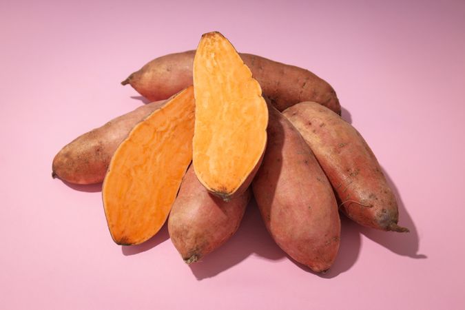 Concept of vegetables, tasty sweet potato, Batat