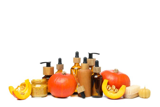 Skincare - pumpkin cosmetic, isolated on light background