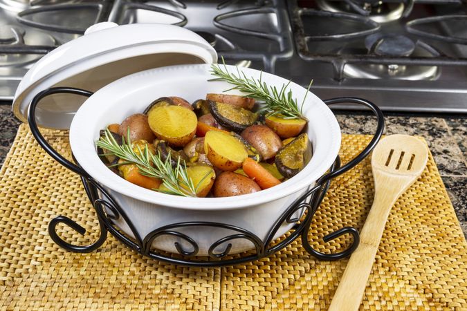 Pot filled with Home Cooked Curry Meal