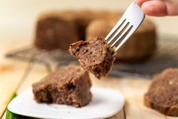 Slices of banana chocolate cake