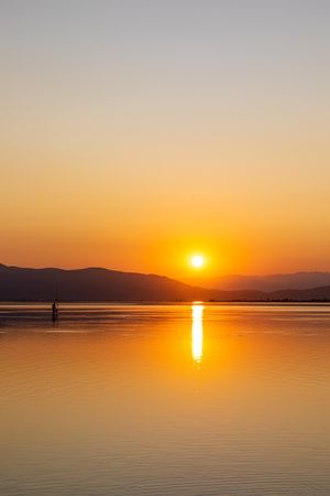 Sunset with reflections in the water