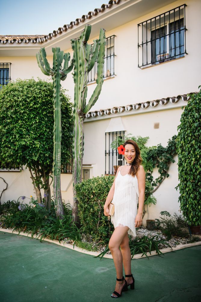 Young elegant Asian woman at a luxurious resort