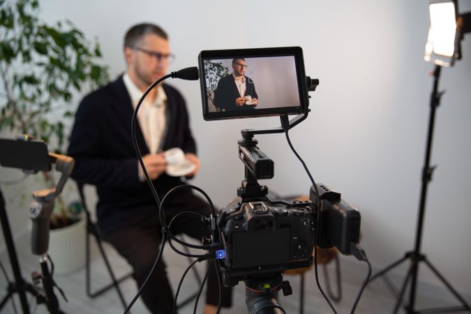 Camera Recording Blogger Interview