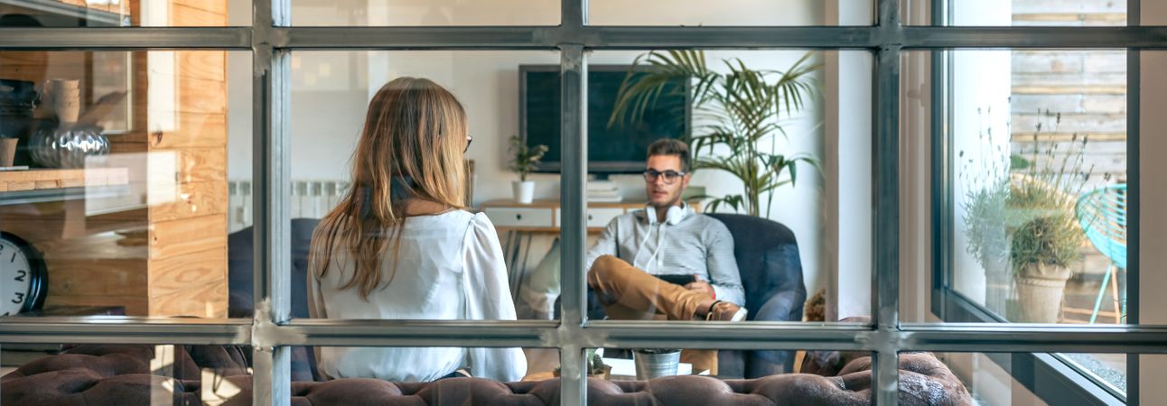Co-workers in an informal business meeting