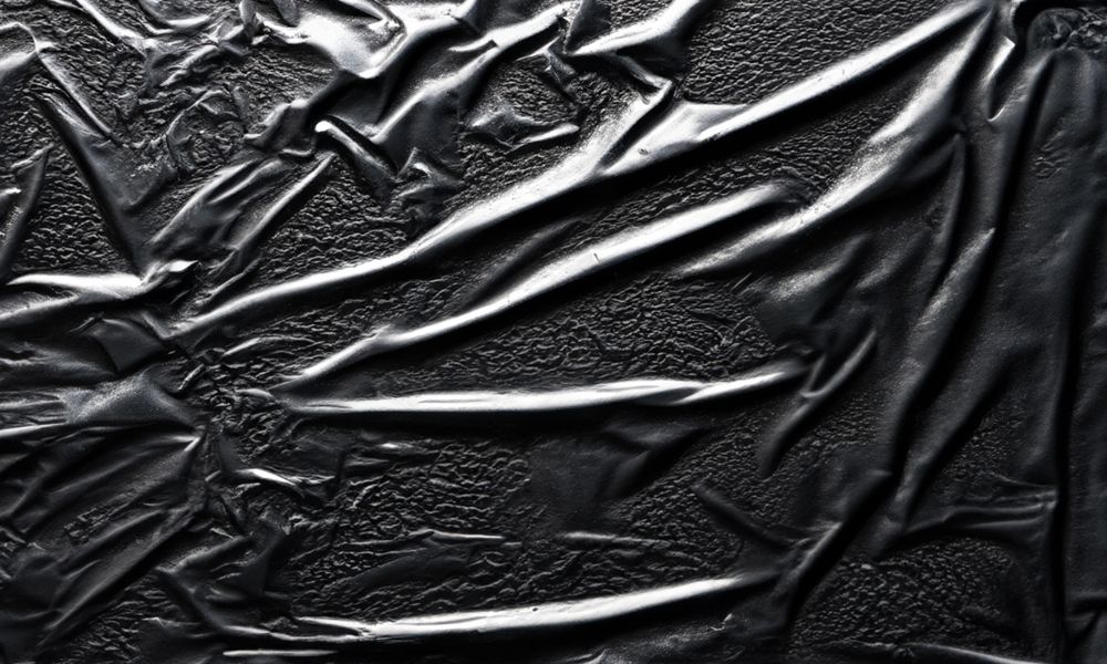 dark crumpled and creased plastic poster texture background