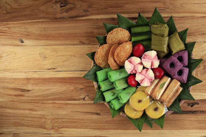 Jajan Pasar Kue tampah, Indonesian Various Street Food, Top View
