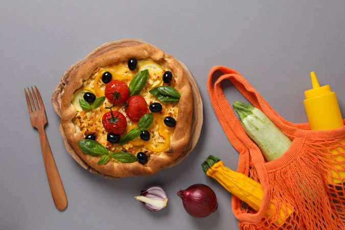Concept of tasty food, Vegetable galette, top view