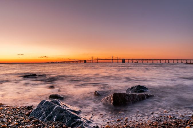 Sea waves during sunset