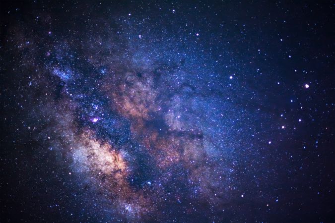 The center of milky way galaxy and space dust in the universe, Night starry sky with stars
