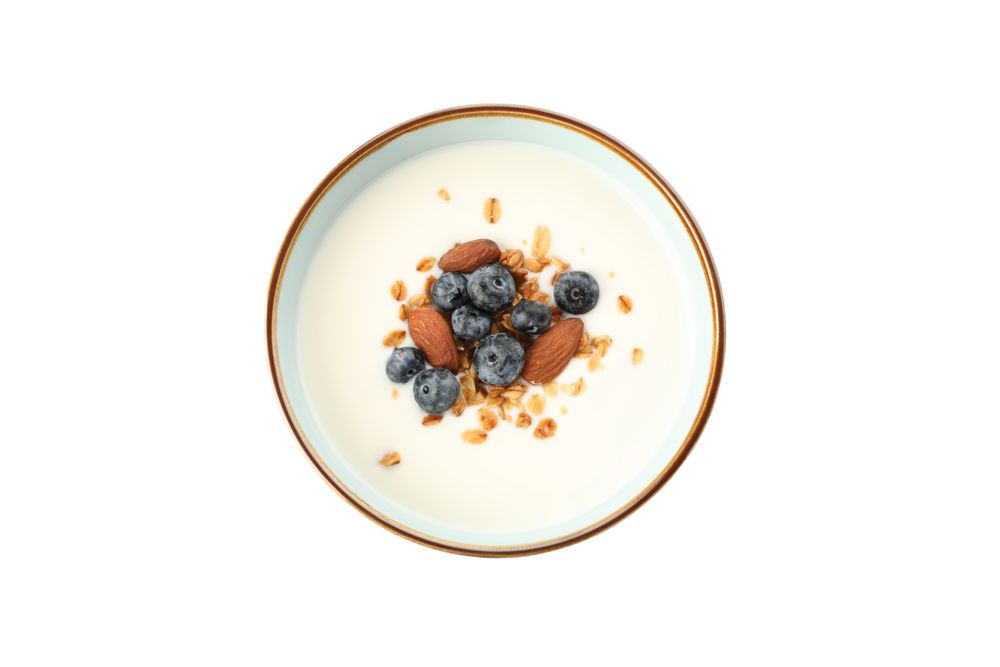 Bowl with parfaits dessert isolated on plain background