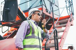 Man working at shipping delivery and export import business