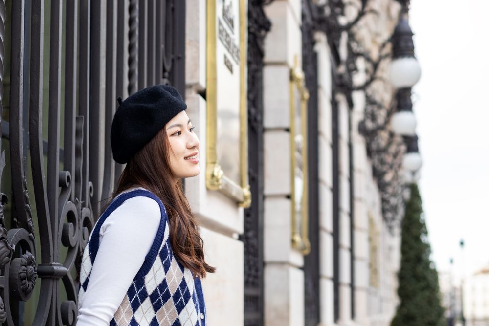 Portrait of a young Asian woman in the city