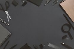 Stationary framing dark background with copy space