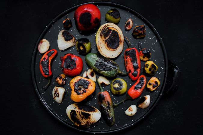 Grilled vegetables on tray