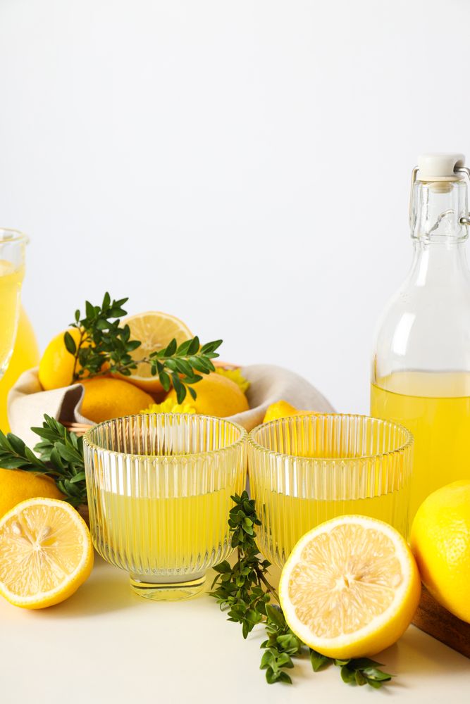 Concept of fresh summer drink - Limoncello cocktail