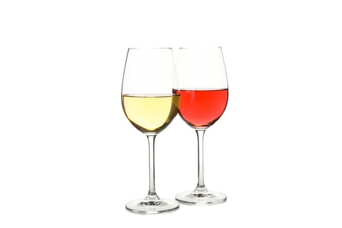 Glasses with wine isolated on blank background