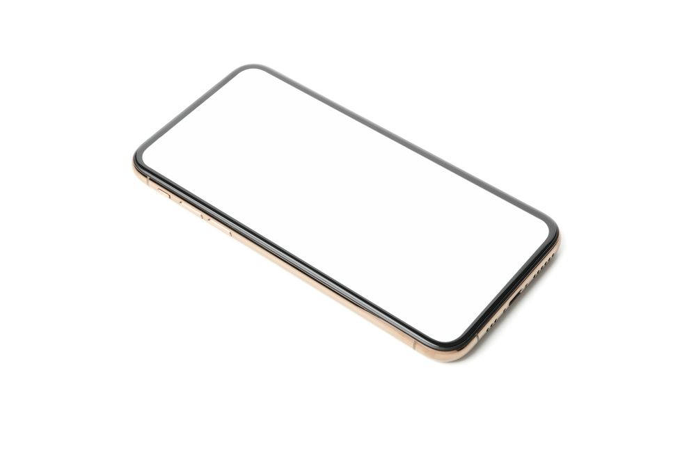 Phone with empty screen isolated on plain background