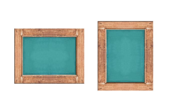 Empty green chalkboard with wooden frame