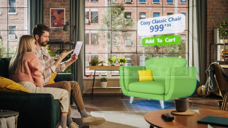 Decorating Apartment: Couple Holding Digital Tablet Computer