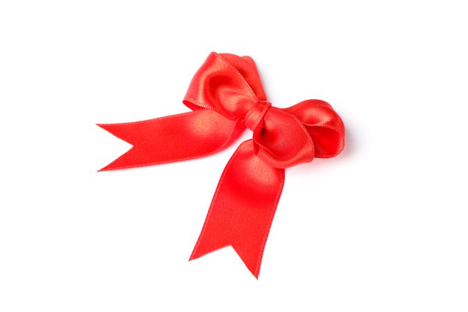 Red bow isolated on blank background. Gift concept