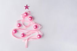 Christmas tree made of pink satin ribbon