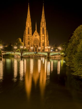 Saint Paul church from Strasbourg at night
