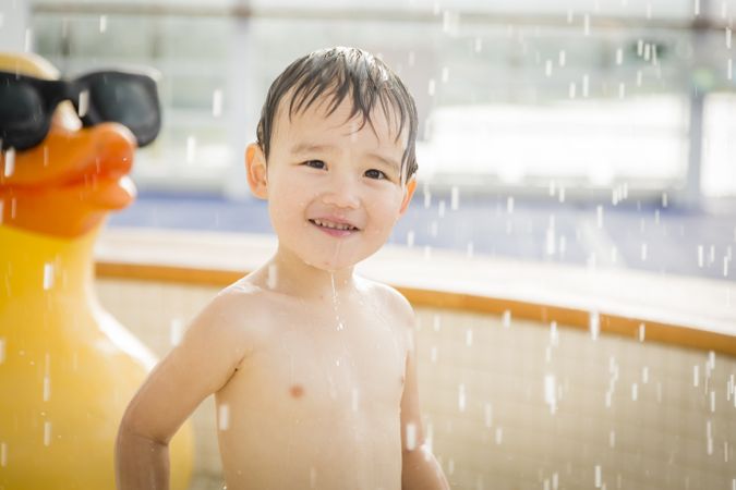 Boy Swimming at the Water Park