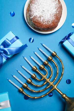 Concept of Jewish holiday, Hanukkah, top view