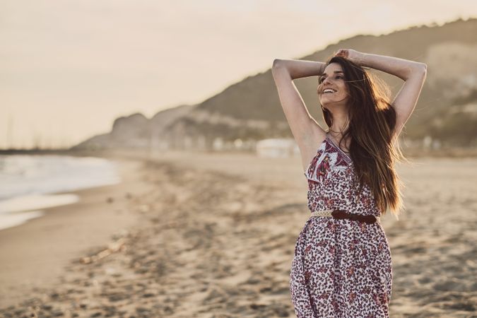 Woman with dress at the beach