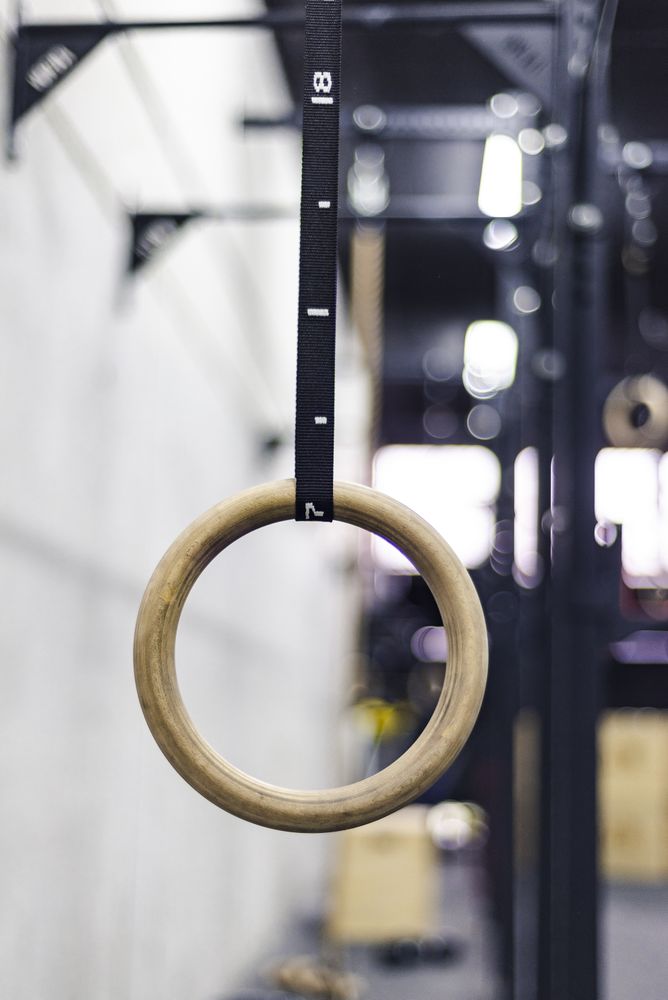 Gymnastic ring hanging in gym